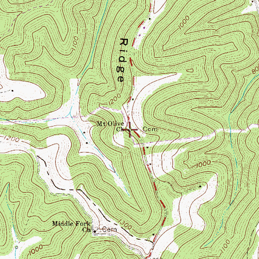Topographic Map of Mount Olive Church, WV
