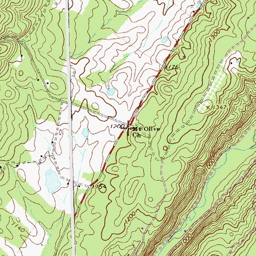 Topographic Map of Mount Olive Church, WV