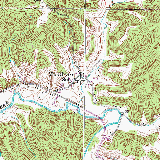 Topographic Map of Mount Olive School (historical), WV