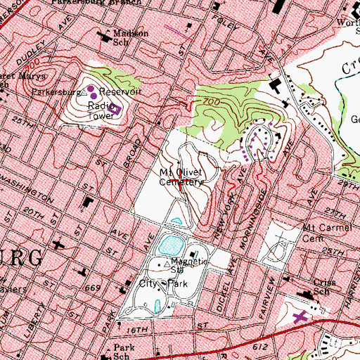 Topographic Map of Mount Olivet Cemetery, WV