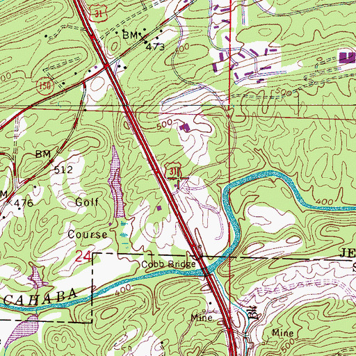 Topographic Map of The Plaza of Rivechase Shopping Center, AL