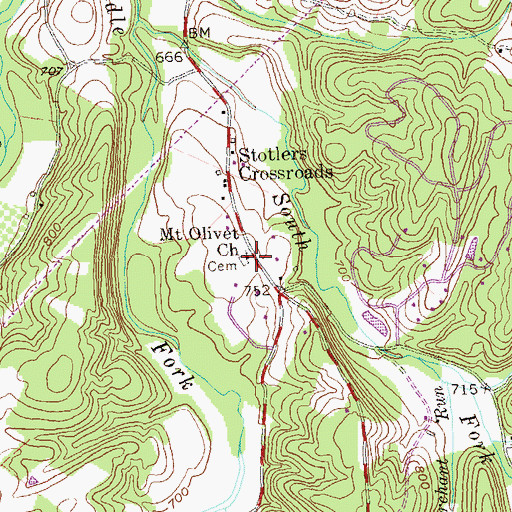 Topographic Map of Mount Olivet United Methodist Church, WV