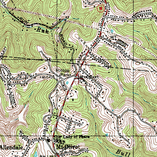 Topographic Map of Mount Olivet United Methodist Church, WV