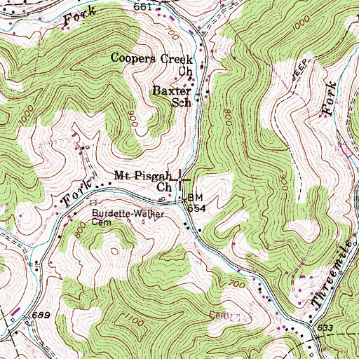 Topographic Map of Mount Pisgah Church, WV