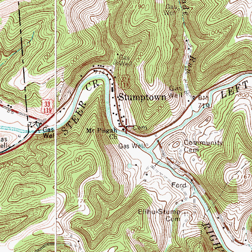 Topographic Map of Mount Pisgah Church, WV