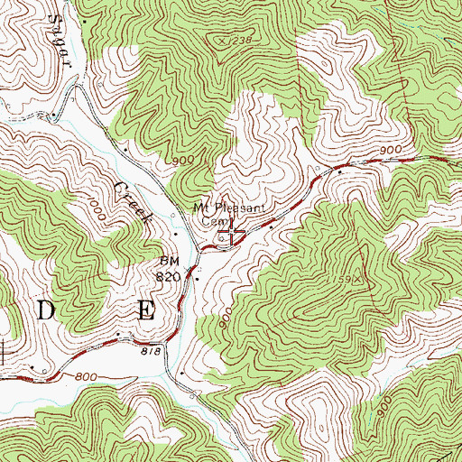 Topographic Map of Mount Pleasant Cemetery, WV