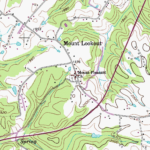 Topographic Map of Mount Pleasant Church, WV