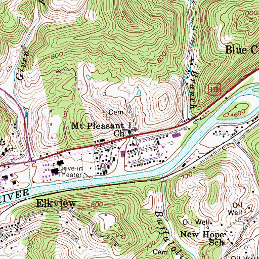 Topographic Map of Mount Pleasant Church, WV