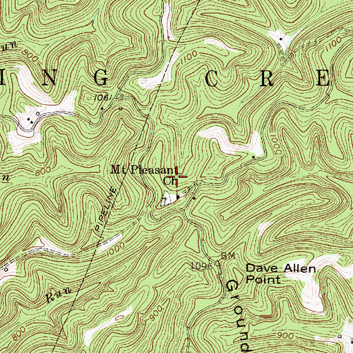 Topographic Map of Mount Pleasant Church, WV