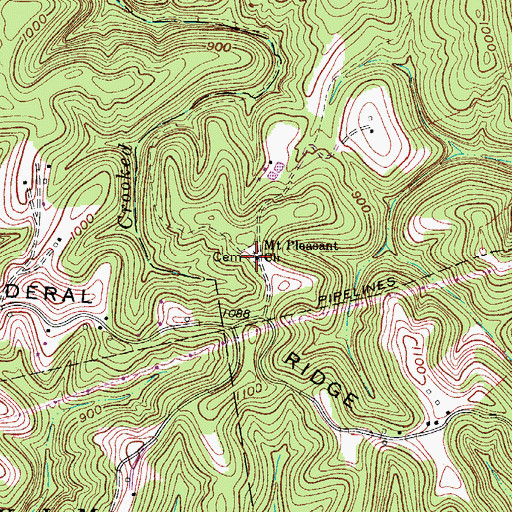 Topographic Map of Mount Pleasant Church, WV