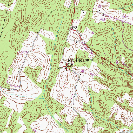 Topographic Map of Mount Pleasant United Methodist Church, WV