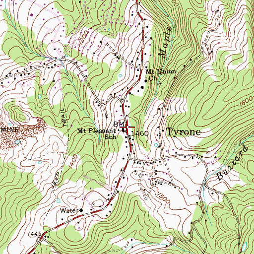 Topographic Map of Mount Pleasant School (historical), WV