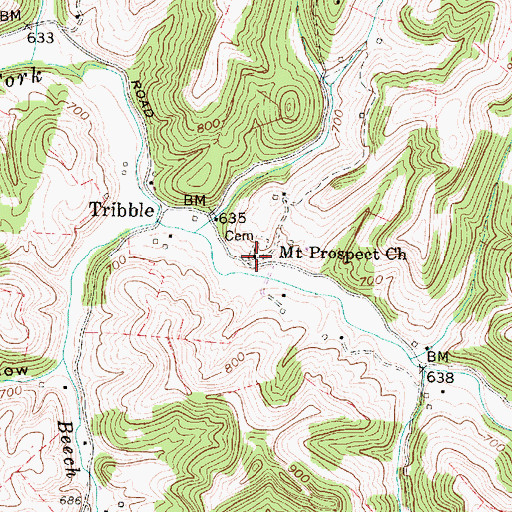 Topographic Map of Mount Prospect Church, WV