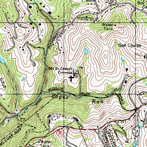 Topographic Map of Mount Saint Joseph Convent, WV