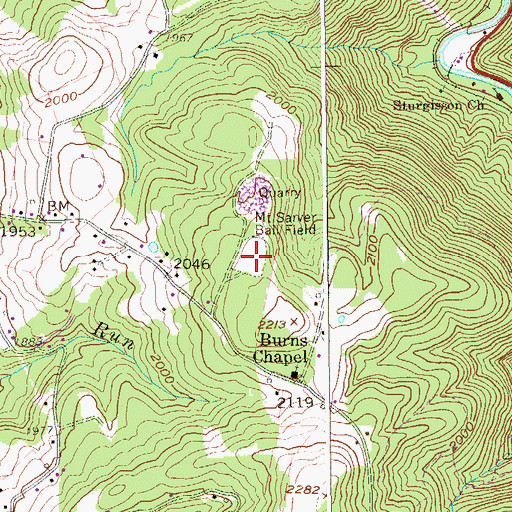 Topographic Map of Mount Sarver Ball Field, WV