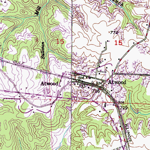 Topographic Map of Atwood Church, AL