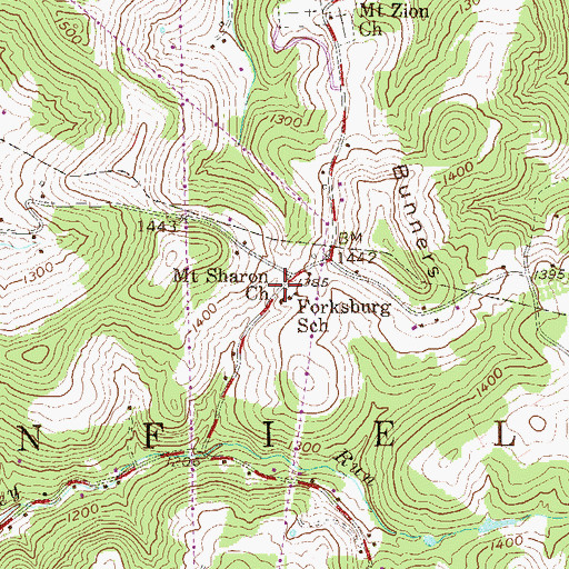 Topographic Map of Mount Sharon Church, WV