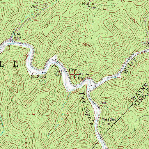 Topographic Map of Mount Sinai Church, WV