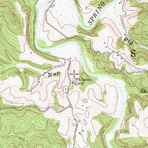 Topographic Map of Mount Solon Cemetery, WV