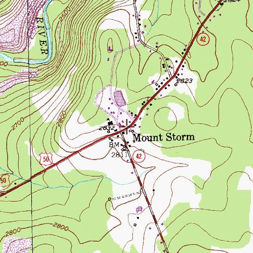 Topographic Map of Mount Storm, WV