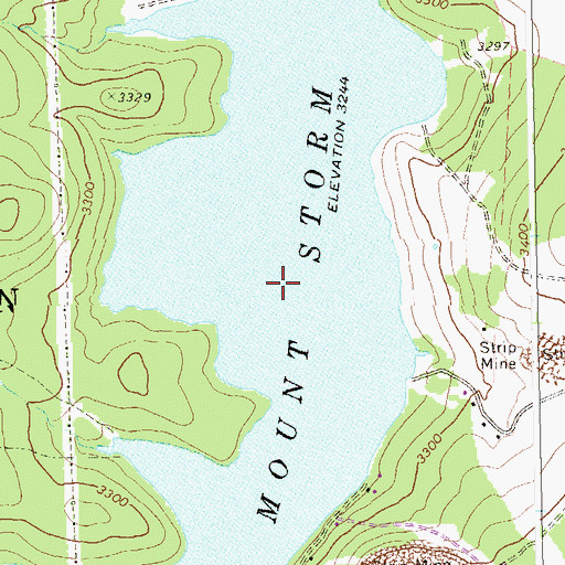 Topographic Map of Mount Storm Lake, WV