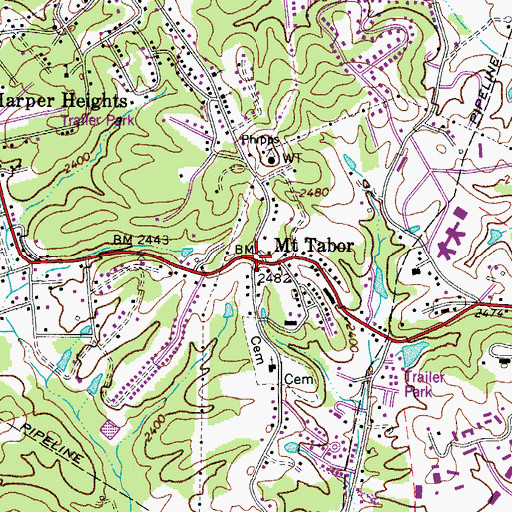 Topographic Map of Mount Tabor, WV