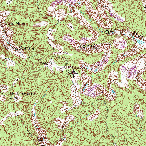 Topographic Map of Mount Tabor Cemetery, WV