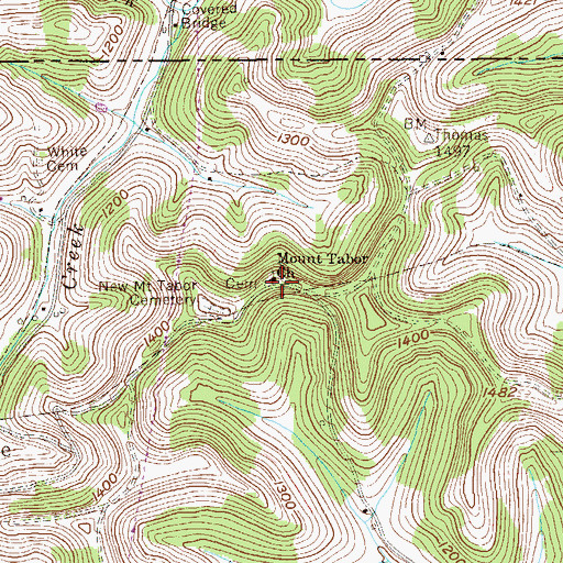 Topographic Map of Mount Tabor United Methodist Church, WV
