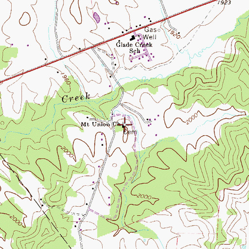 Topographic Map of Mount Union United Methodist Church, WV