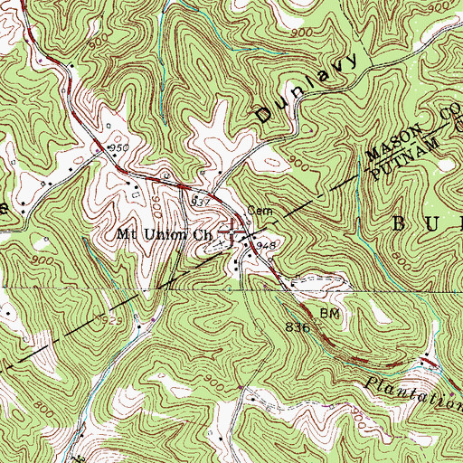 Topographic Map of Mount Union Church, WV