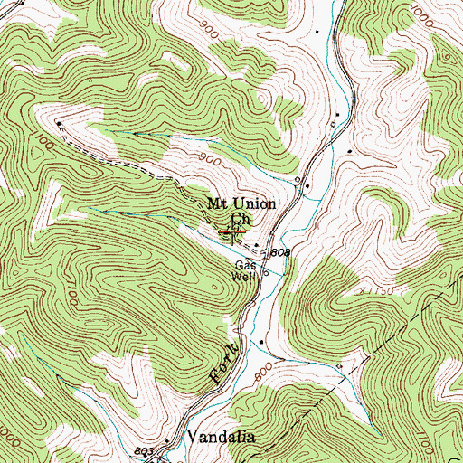 Topographic Map of Mount Union Church, WV