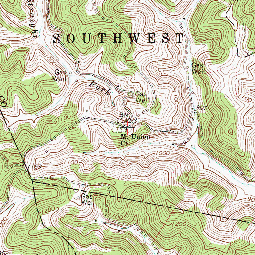 Topographic Map of Mount Union Church, WV