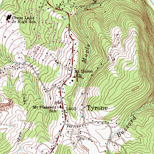 Topographic Map of Mount Union Church, WV
