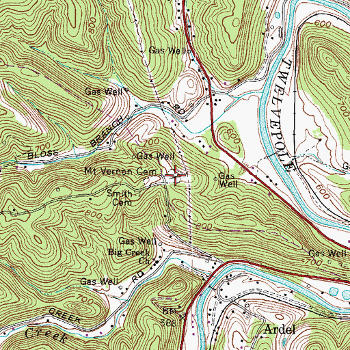 Topographic Map of Mount Vernon Cemetery, WV