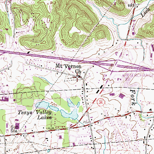Topographic Map of Mount Vernon Church, WV