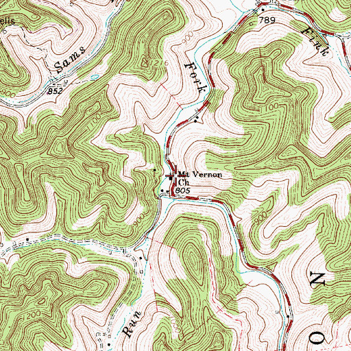 Topographic Map of Mount Vernon Church, WV