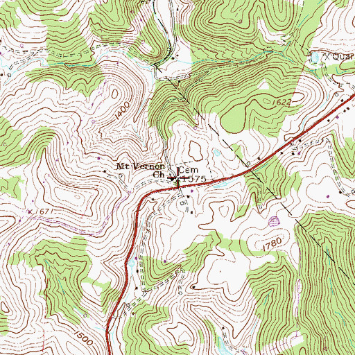 Topographic Map of Mount Vernon United Methodist Church, WV