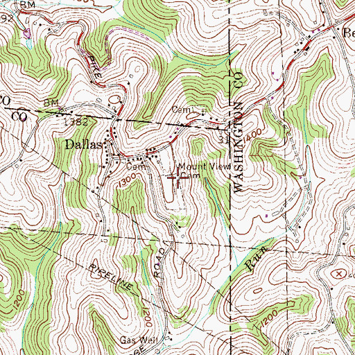 Topographic Map of Mount View Cemetery, WV