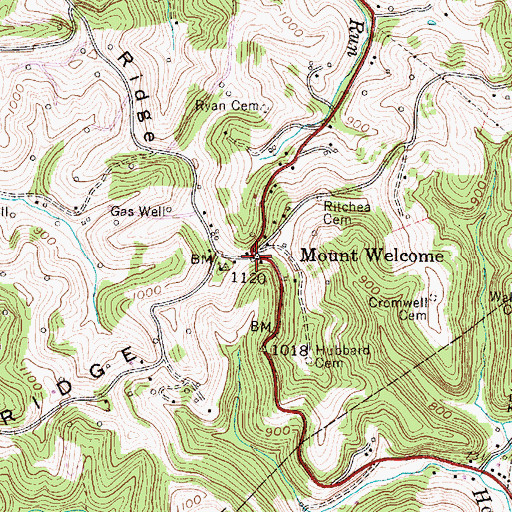 Topographic Map of Mount Welcome, WV