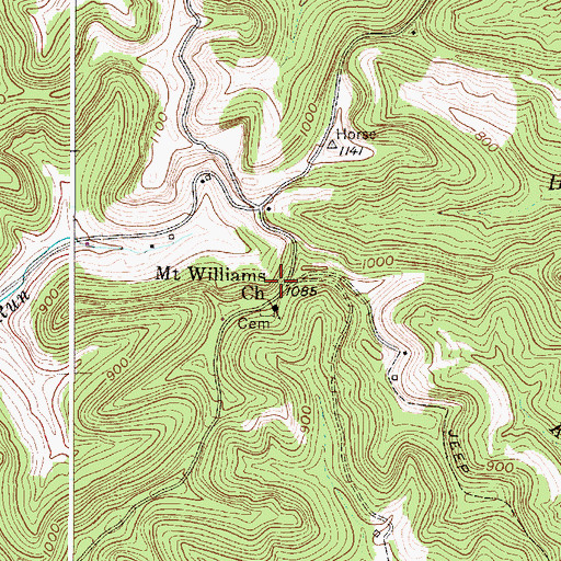 Topographic Map of Mount Williams Church, WV
