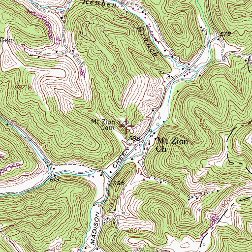 Topographic Map of Mount Zion Cemetery, WV