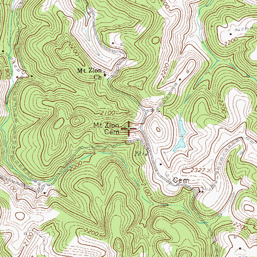 Topographic Map of Mount Zion Cemetery, WV