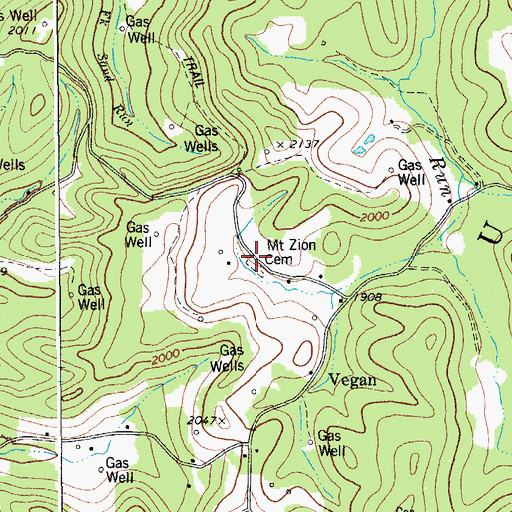 Topographic Map of Mount Zion Cemetery, WV