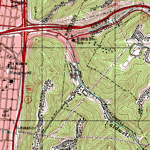Topographic Map of Mount Zion Cemetery, WV
