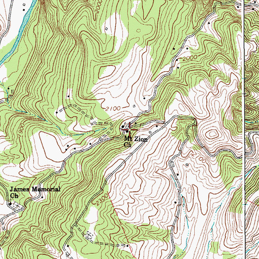 Topographic Map of Mount Zion Church, WV