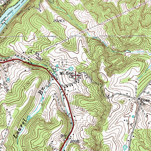 Topographic Map of Mount Zion Primitive Baptist Church, WV
