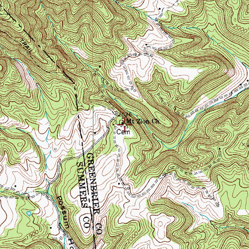 Topographic Map of Mount Zion Church, WV