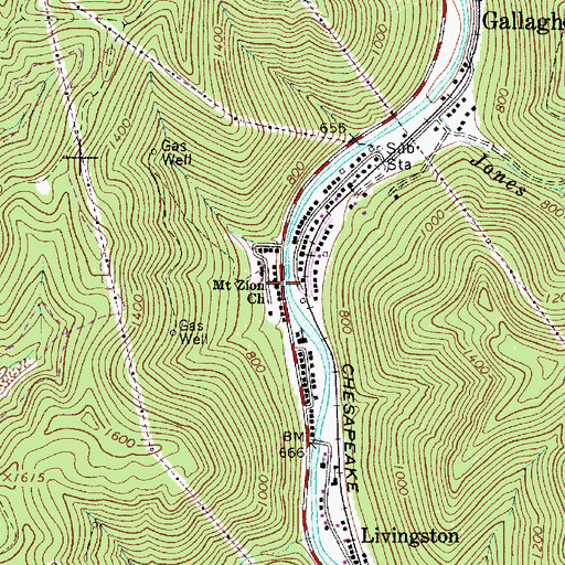 Topographic Map of Mount Zion Church, WV