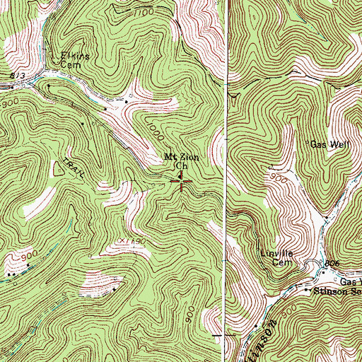 Topographic Map of Mount Zion Church, WV