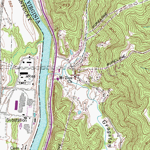 Topographic Map of Mount Zion Church, WV